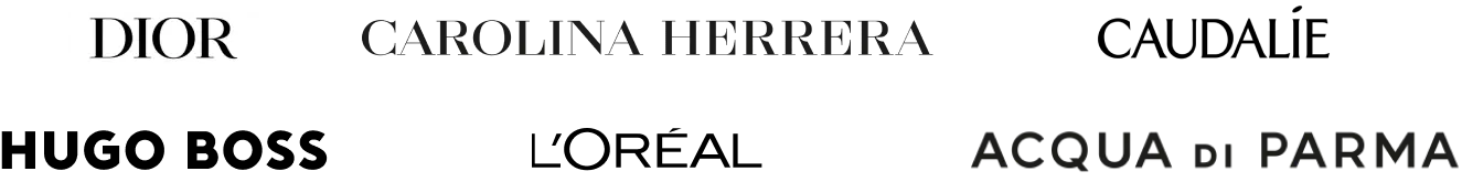 Our brand partners include Dior, Carolina Herrera, Caudalie, Hugo Boss, Loreal and Acqua di Parma